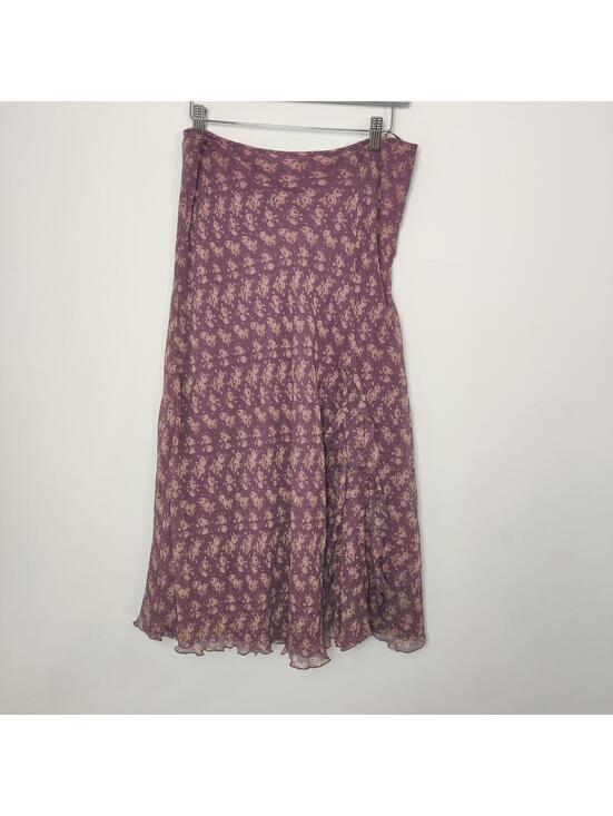 Dresses & Skirts - Ken Women’s Purple Floral Silk Midi Skirt Size Large